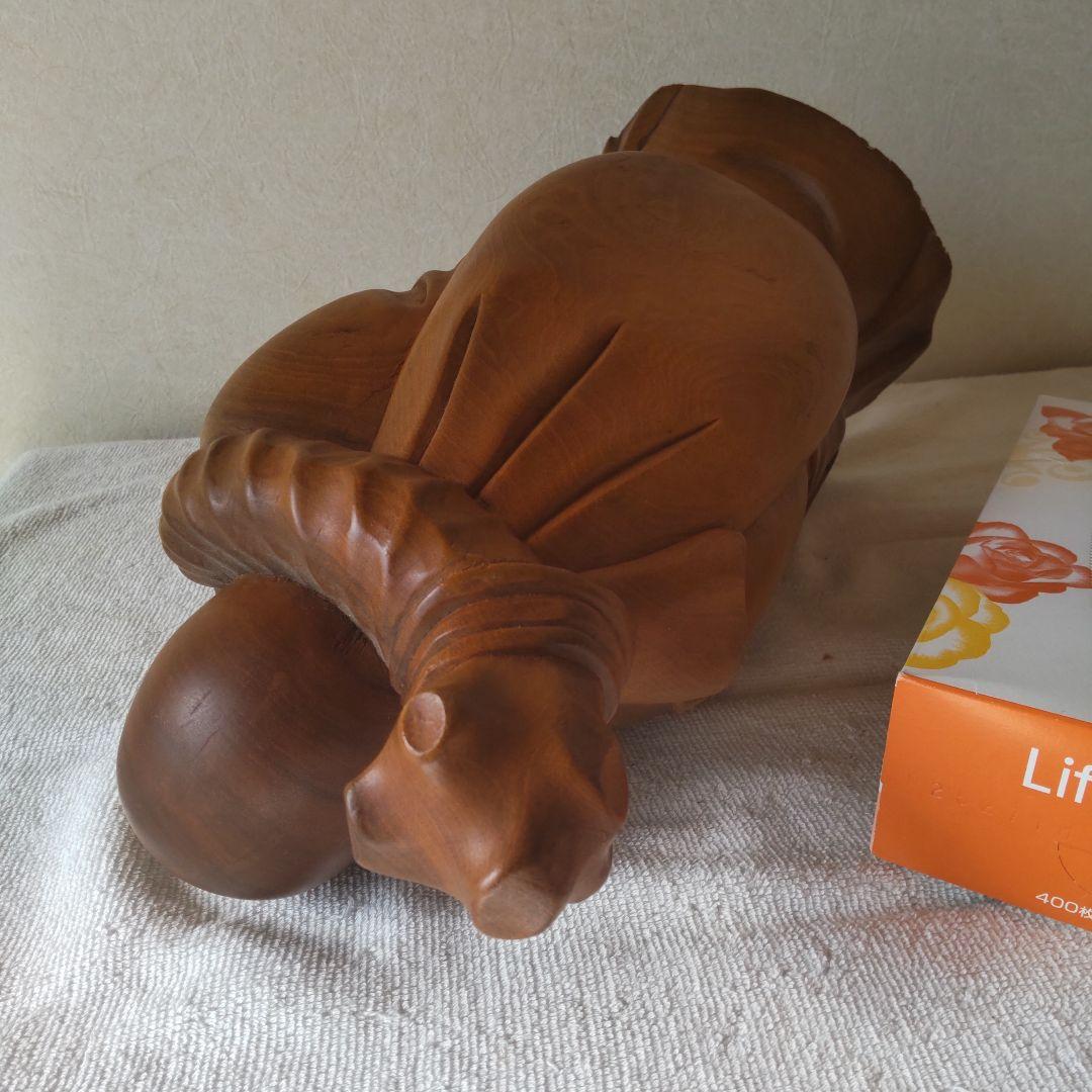 美品 布袋様 35㎝ 3㎏ 芯材上等品の木彫り 布袋尊