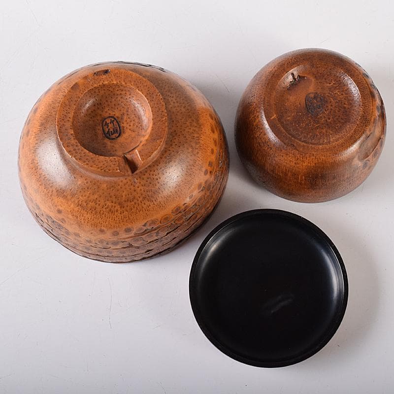 茶道具 中川竹仙作 竹根 持ち手付 抹茶器 茶碗など 六点一式 J R8300B