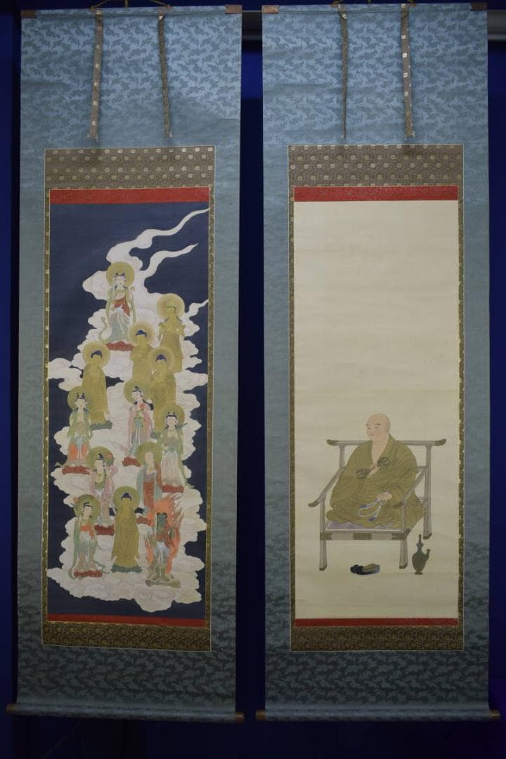 不詳作者不明/弘法大師図/十三佛/十三仏/双幅/布袋屋掛軸HF-345