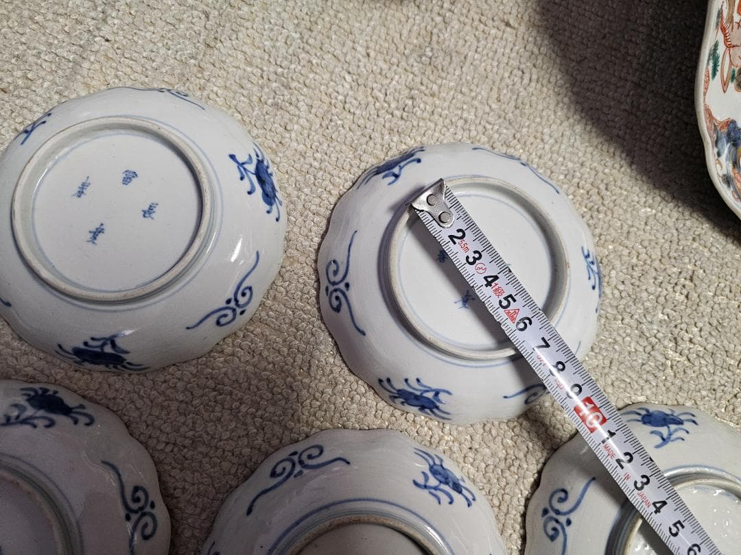 夏*J様 豪華‼️ 幕末明治の染錦 7寸中皿 小皿 なます皿 向付け 各種５客づ