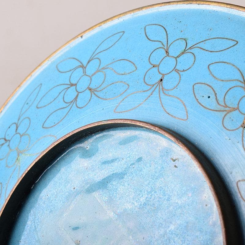 中国 古七宝琺瑯彩 花蝶文盤 皿 V R8772 上海 香港