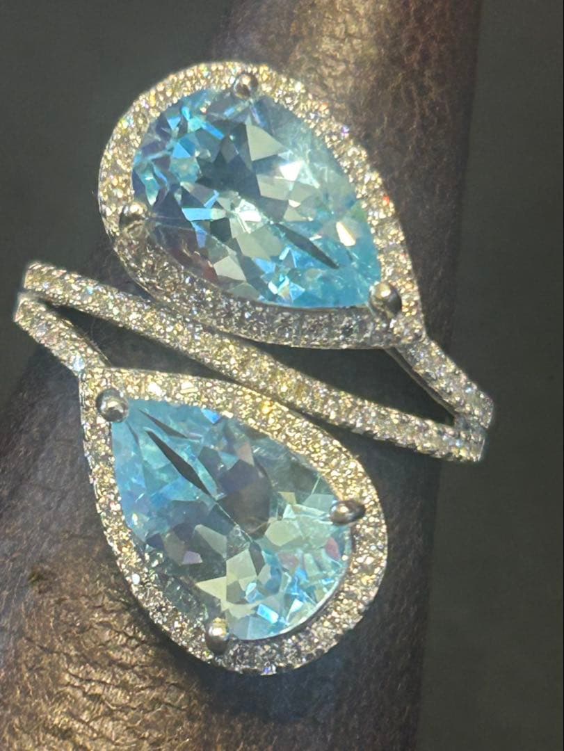 ハートちゃん❣️天然ブルートパーズデザインリング16 18号