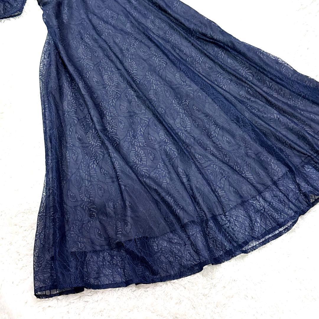 【極美品】Leja ウエストマークパフスリーブ総レースロングドレスワンピース