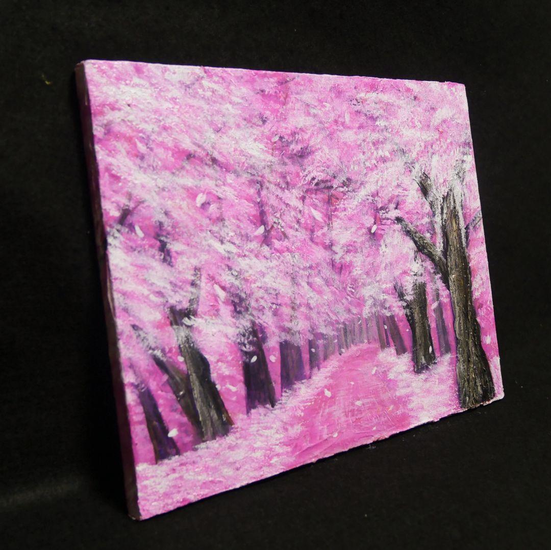 油絵 油彩 油彩画 絵画 絵【桃色の桜の道】