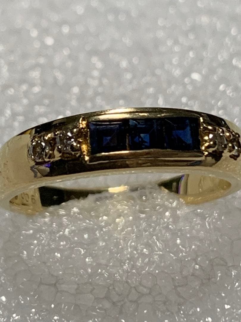 K18 サファイア0.4ct ダイヤモンド0.06ct リング