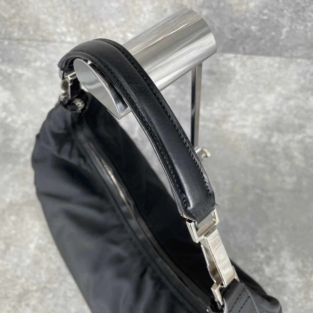 美品 GUCCI グッチ ナイロン レザー G金具 ワンショルダーバッグ 黒