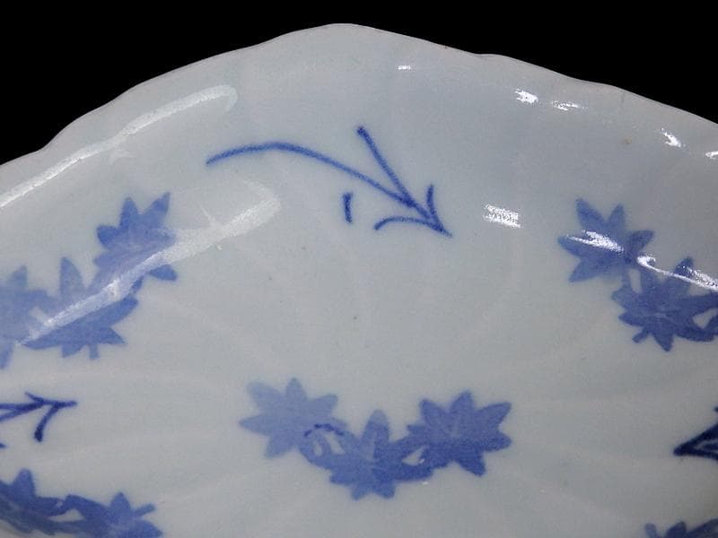 古伊万里 こんにゃく印判 紅葉の図 菱形変形小皿 江戸中期 A346AS-CWr