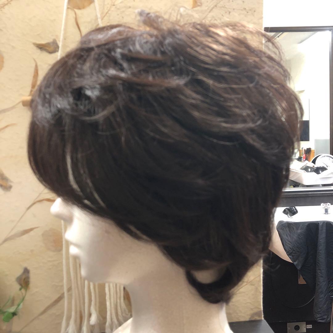 新品 医療用ウィッグ 総手植えショートカット 長め カール柔らか ブラウン