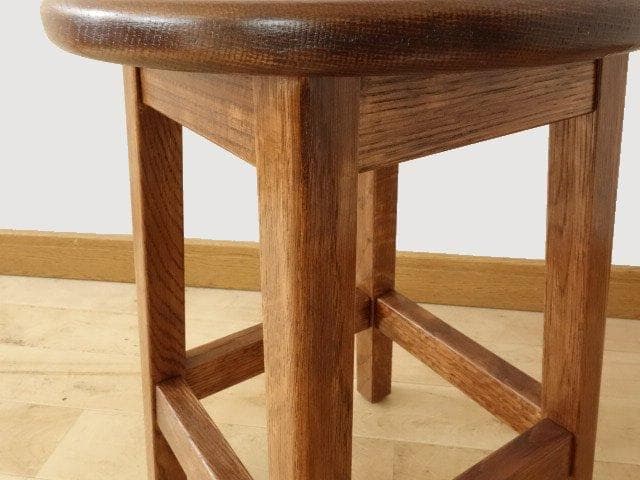 北海道手作り家具　ナラ材　スツール　座面一枚板　　勇峰工芸（新）フォトセット