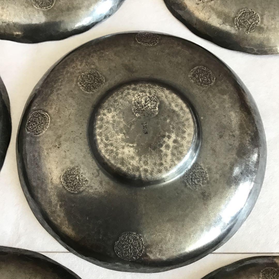 茶道具 純銀茶托大10枚 一鳳斎造と錫製(推定)茶托小