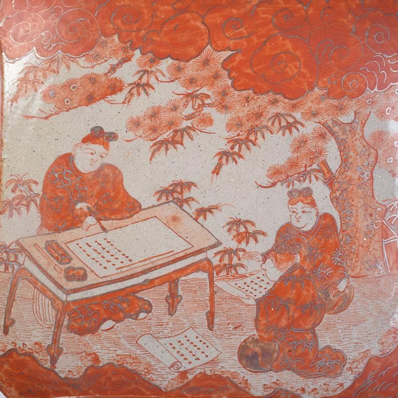 masa様専用 古九谷赤絵銀彩 人物文皿 二種 十客 時代箱付 F R9004B