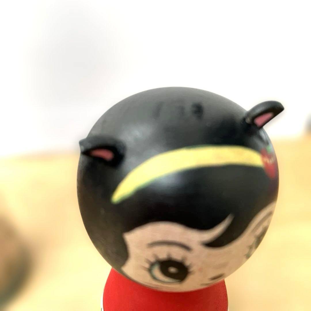 こけし 北山盛治 裕美 親子こけし 猫耳リンゴ 林檎こけし 3体セット