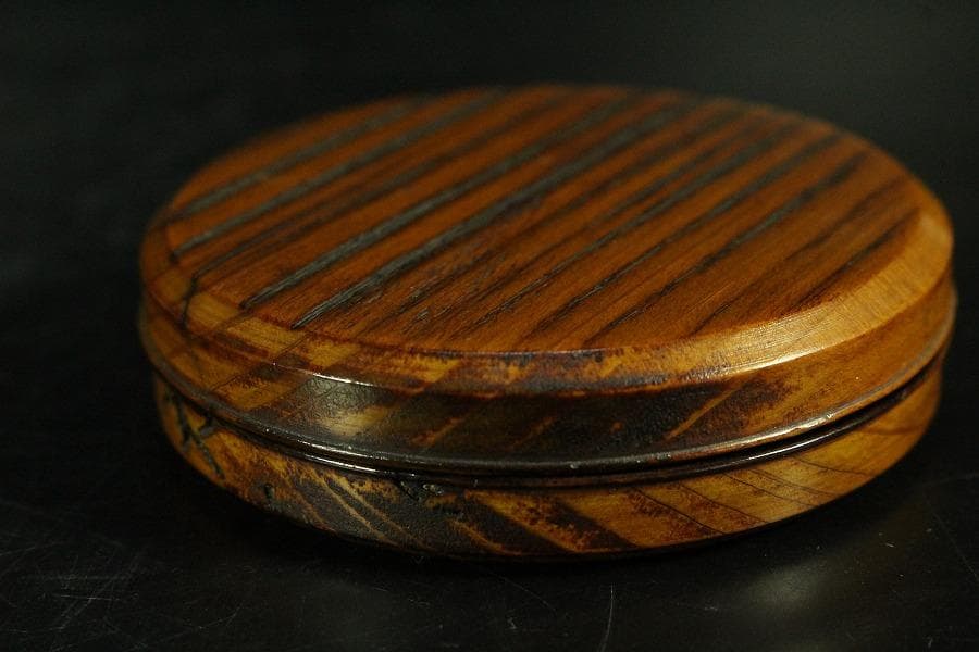 古上野 三足 香炉 黄楊木彫刻火屋 台 香合付(K-A812)