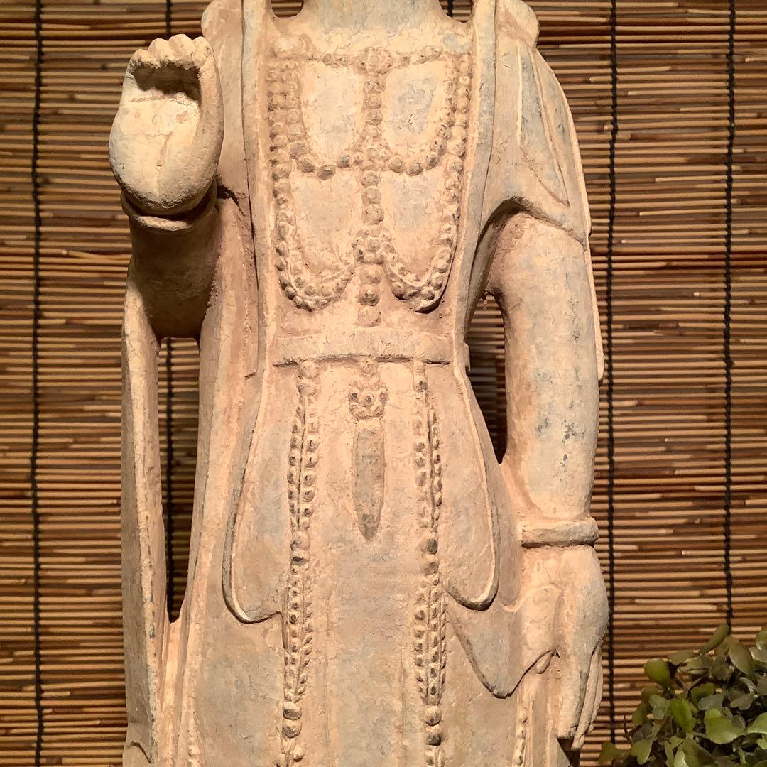 中国北魏「石雕・菩薩立像」南北朝時代・北斎・北魏様式・大乗仏教寺院