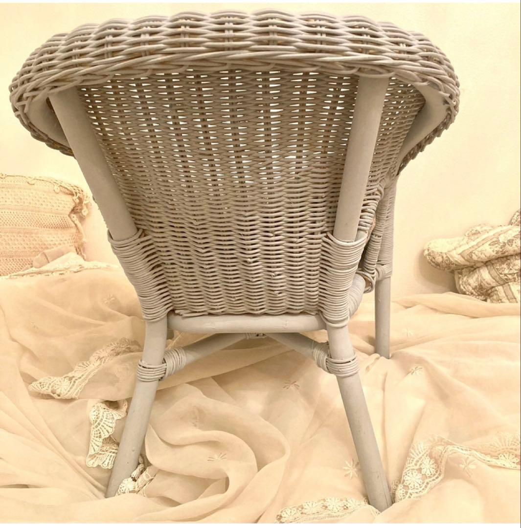 アンティーク ラタン ロイドルームチェア 椅子 キッズ用 子供用 水色