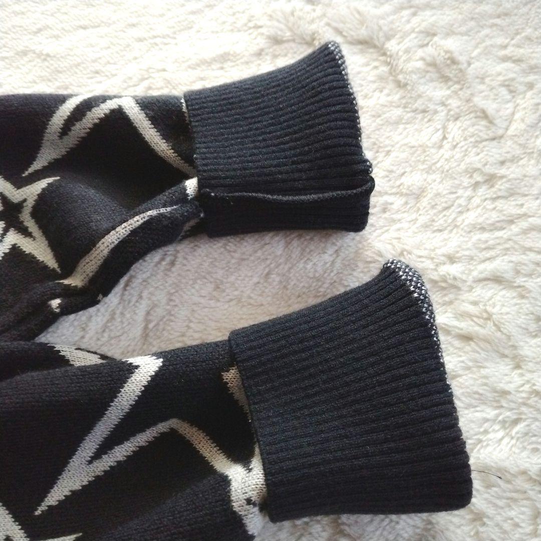 パーリーゲイツ　ウール 刺繍 星柄ジャガード モックネック ニット プルオーバー