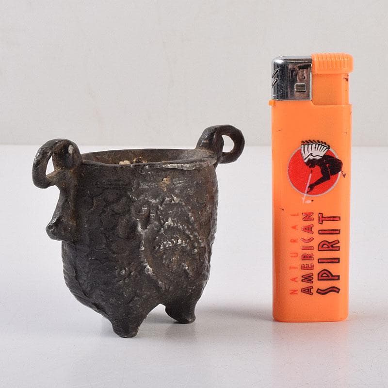 中国 古銅宣徳銅 山水文刻 三足香炉 V R9217