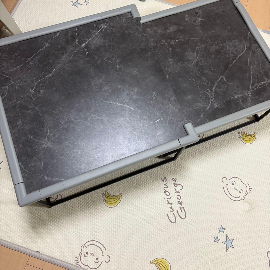 O*e様 LOWYA ローテーブル Sサイズ 大理石柄 ダークグレー/ブラック O*e