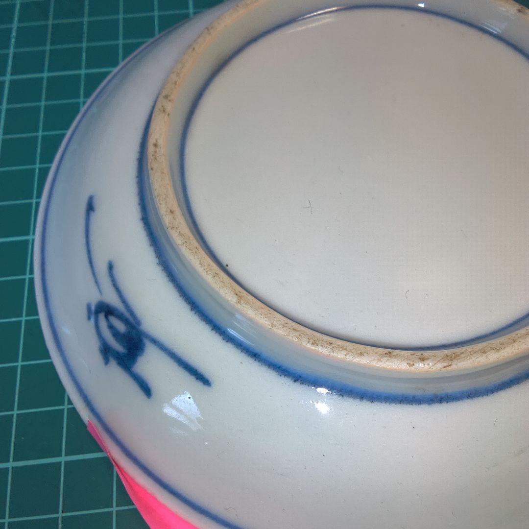 青白い花柄皿 4枚セット 中古 欠けありますニュー