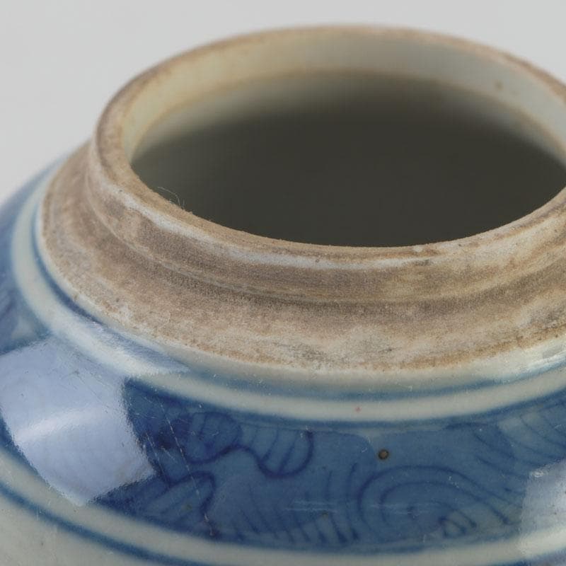 中国 青花 山水花鳥文 蓋壷 Z 8619