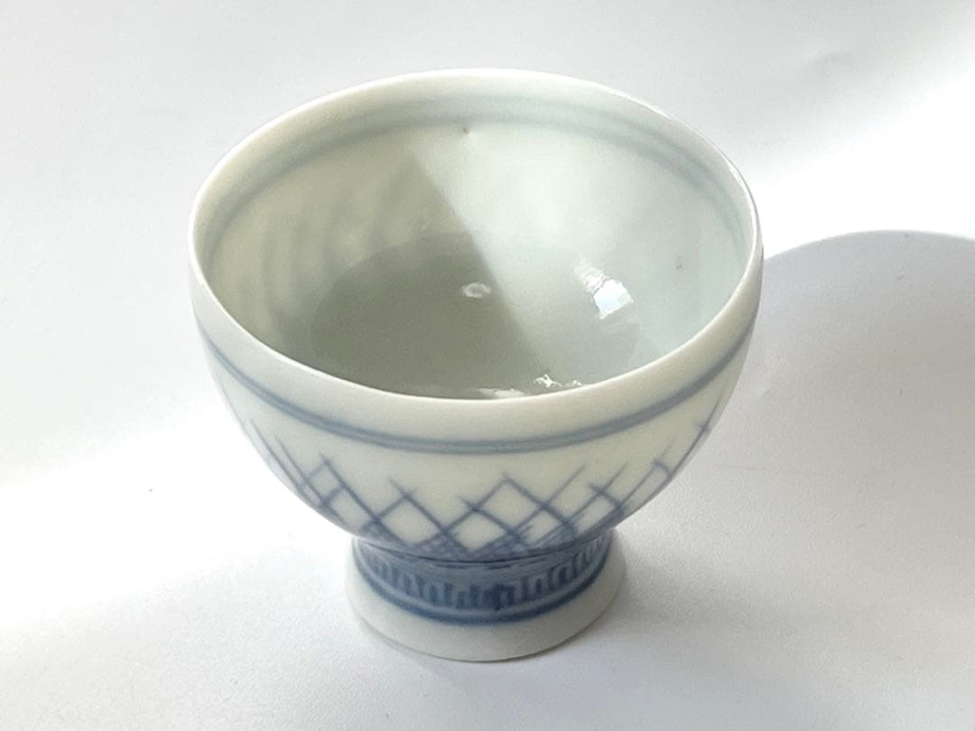 骨董 染付 草文様 盃 杯 猪口 5点 煎茶碗 煎茶道具 染付