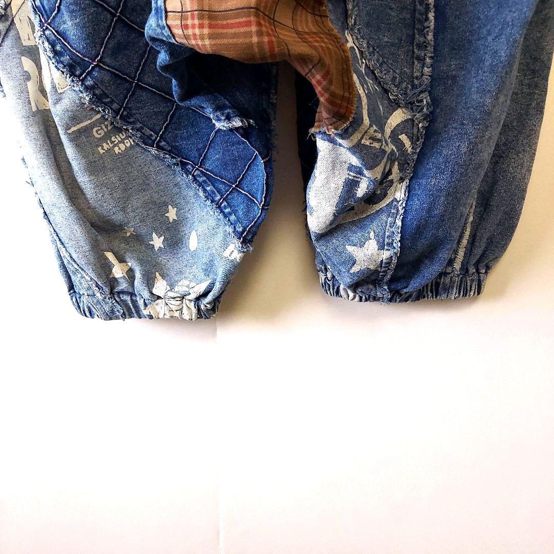 エルロデオ ELRODEO パッチワーク デニムダンガリー サルエルパンツ 青