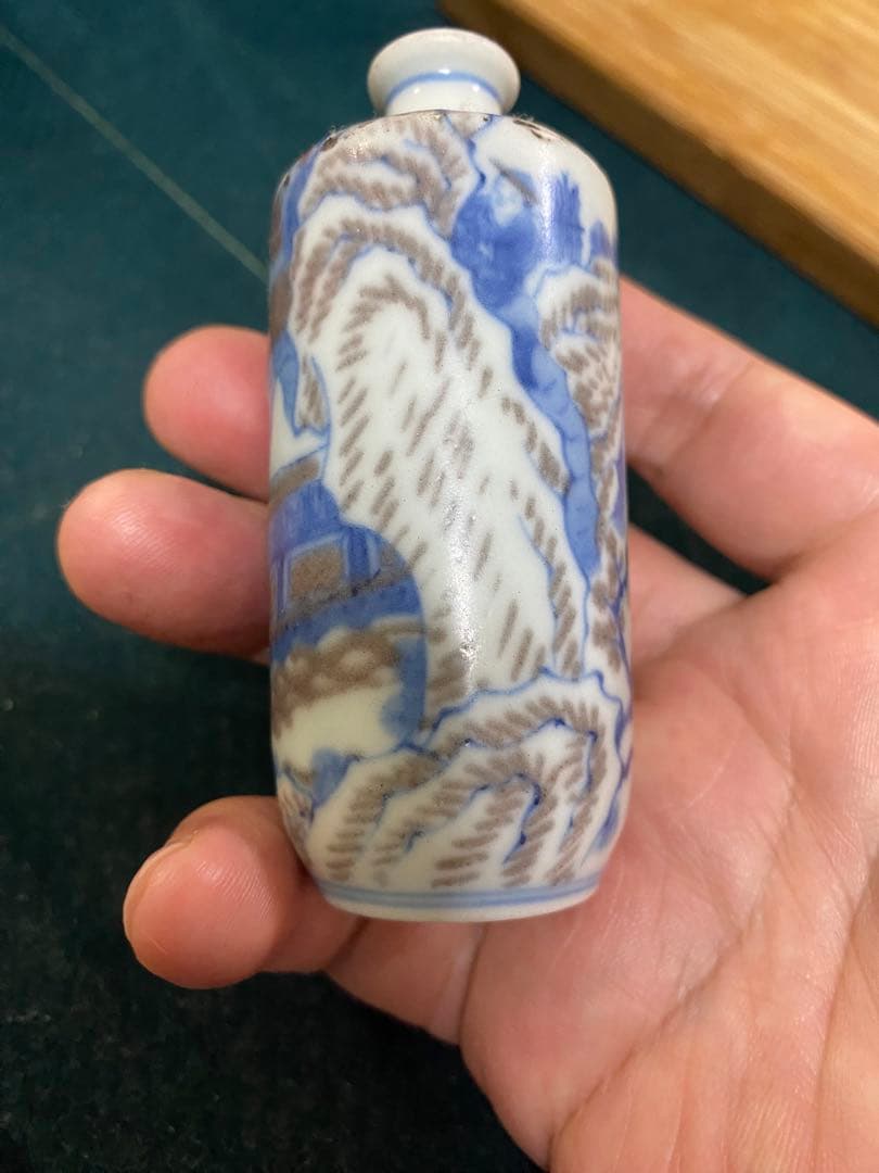 鼻煙壼 青花釉裏紅 清時代 康熙年製 唐物