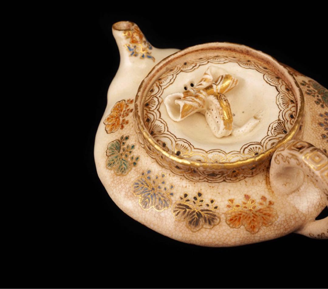 栗田焼　錦光山宗兵衛 錦光山　蓮摘み　急須　煎茶器