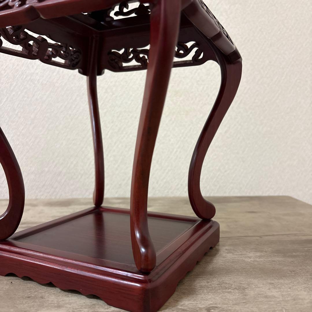 高級唐木花台 透かし彫り 紫檀 盆栽花台 懸崖花台 加藤工芸ランプ 計2