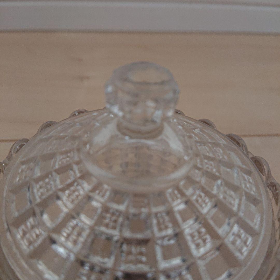 プレスガラス キャンディポット ボンボン入れ シュガーポット 蓋物