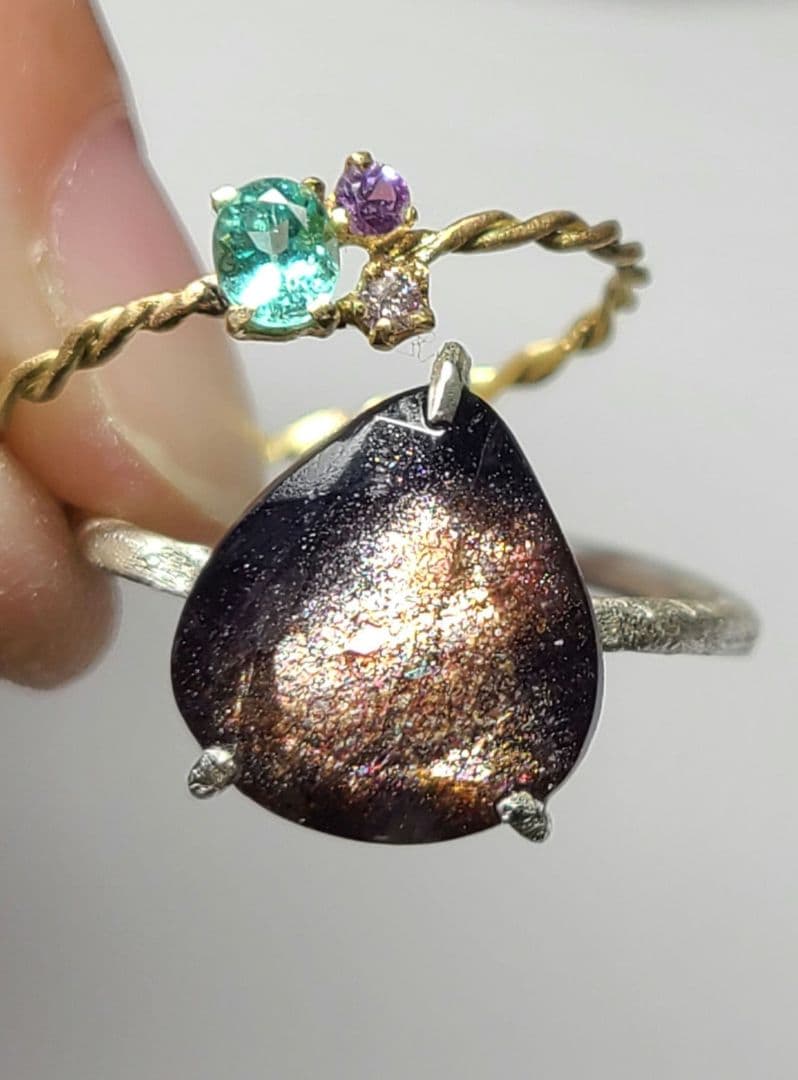 ミラノ様専用☆非加熱アイオライトサンストーン、パライバトルマリン