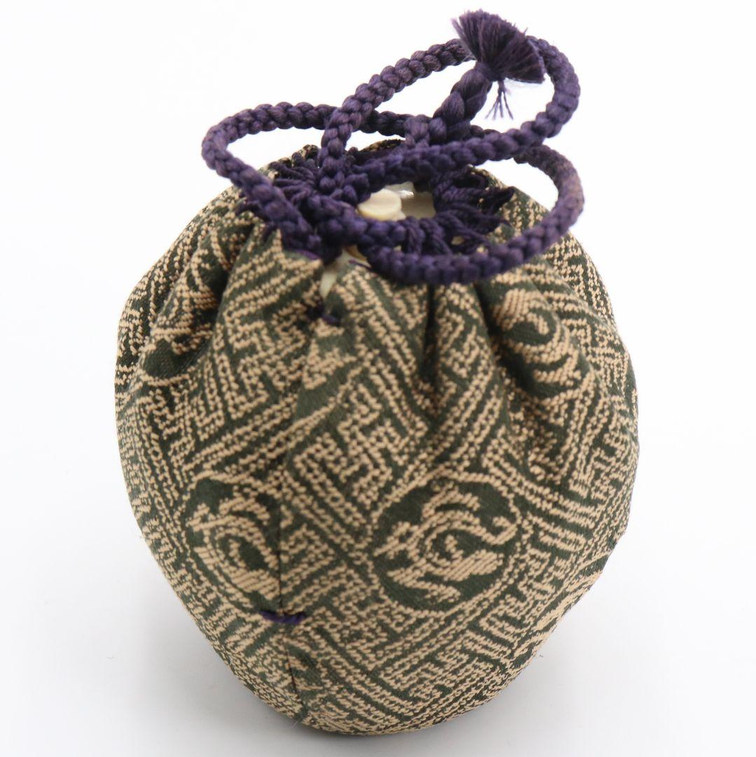 桶谷定一作 高取焼 文琳茶入 細川緞子仕覆付 茶道具 共箱