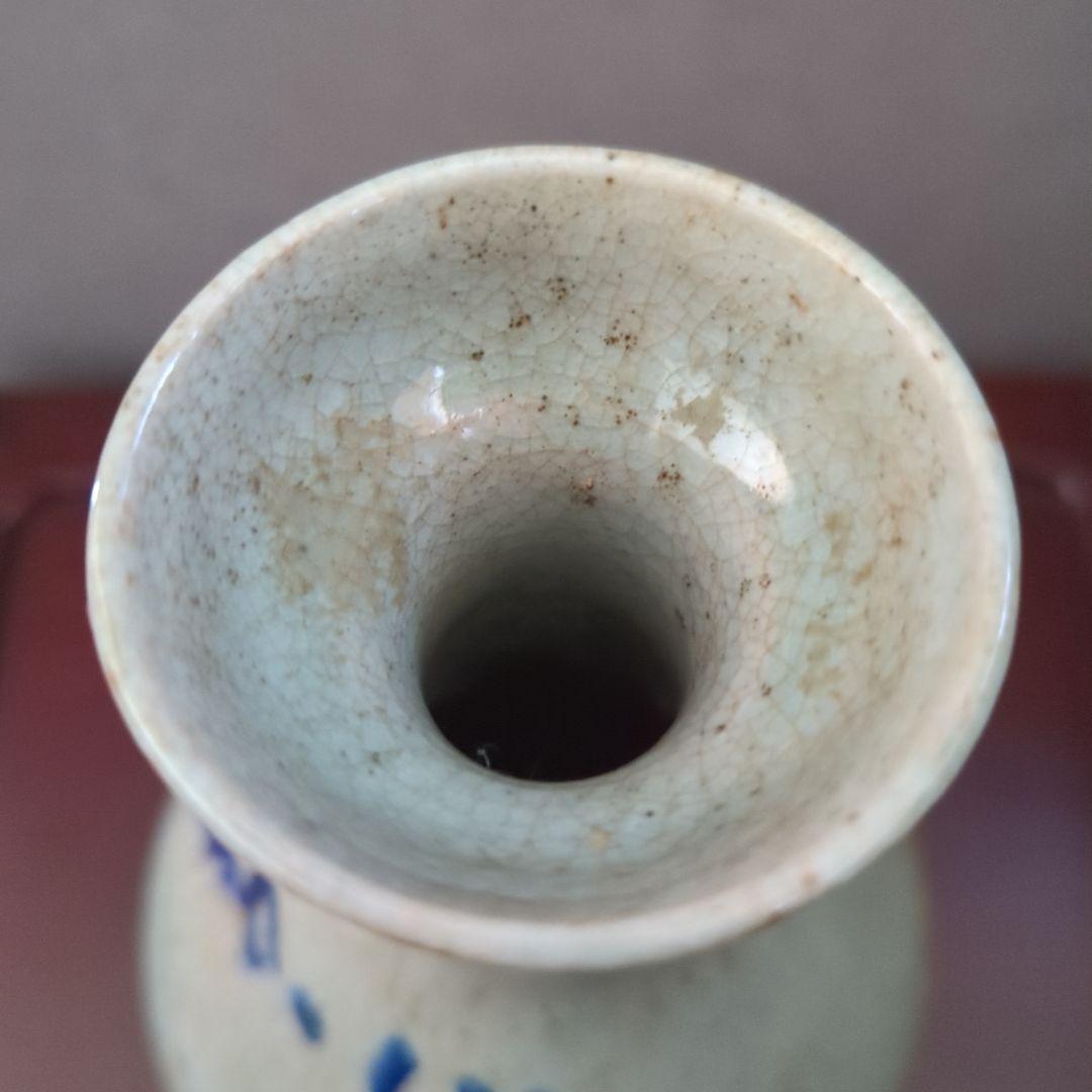 朝鮮古美術 骨董品 古道具 高麗李朝 染付 青磁貫入 大徳利 花瓶 飾り壺