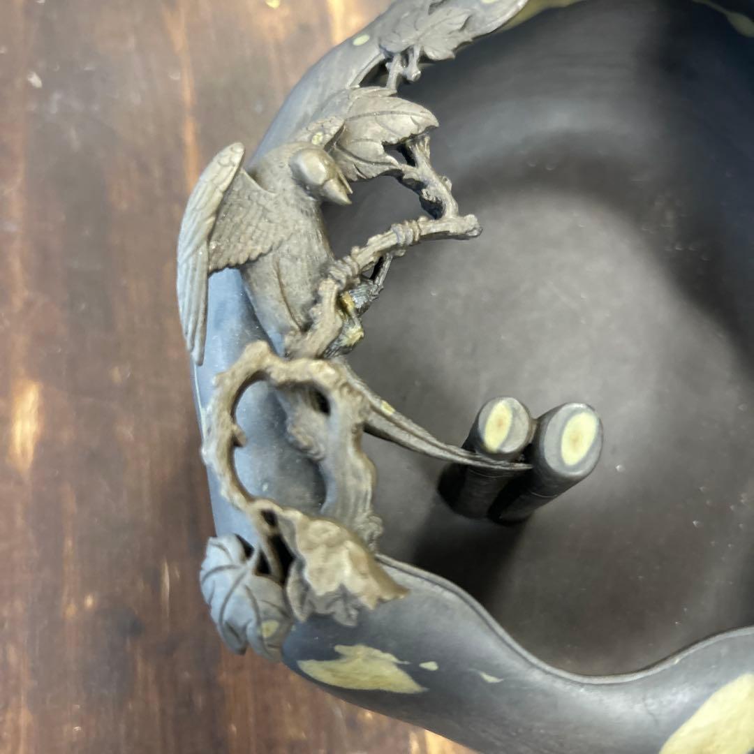 書道 硯 梅花坑水盂枝に鳥型 美術品 芸術家 骨董品