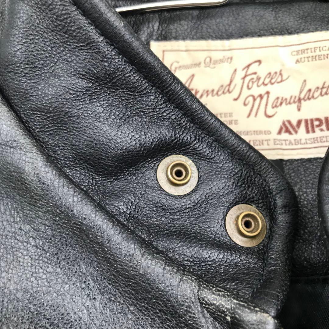 AVIREX ライダースジャケット 44 ブラック ゴートレザー