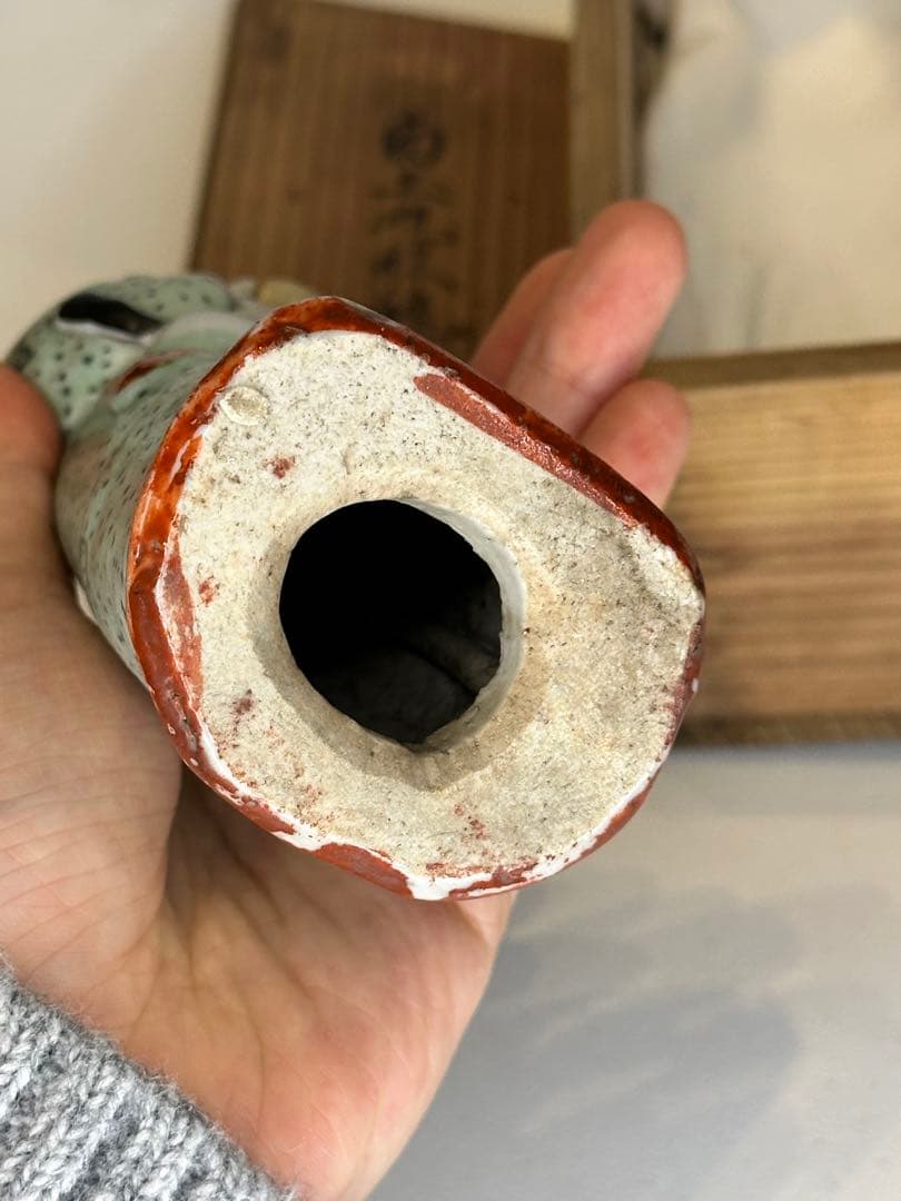 中国美術 清時代 粉彩 人物置物 共箱付 火漆封印有 骨董品