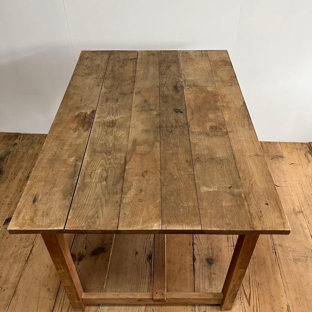 アンティーク テーブル 栗材 ナラ オーク シャビー 無塗装 古道具 《送料込》