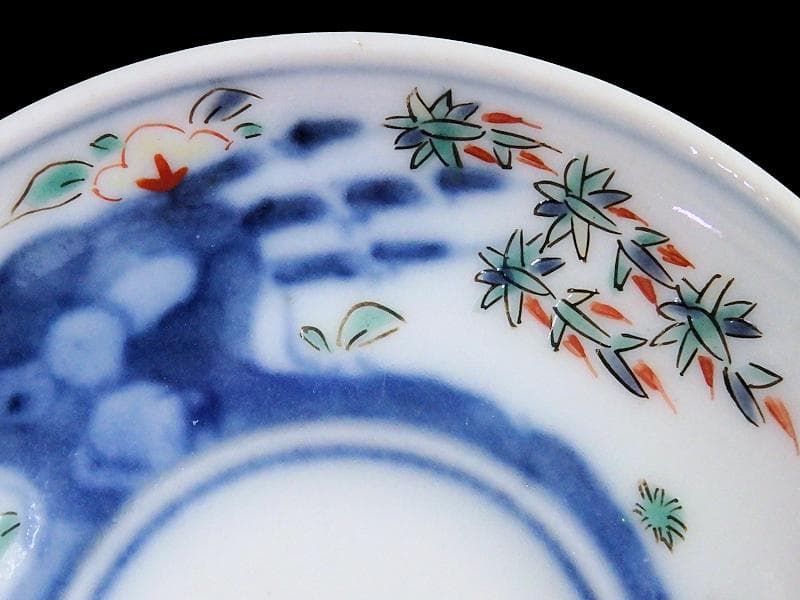 大聖寺伊万里　色絵　竹笹に梅の図　豆皿　F166AS-CTz