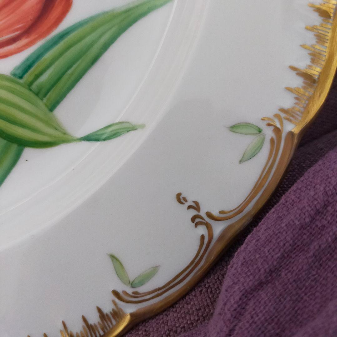 KPM ベルリン チューリップ 手描き? 金彩 アンティーク プレート 皿