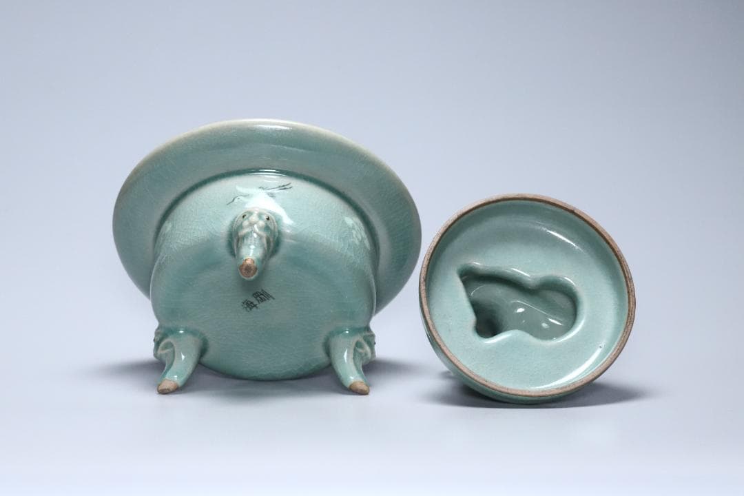 高麗青磁 柳海剛(根瀅) 造 龍型香炉 朝鮮古美術／骨董品【正一