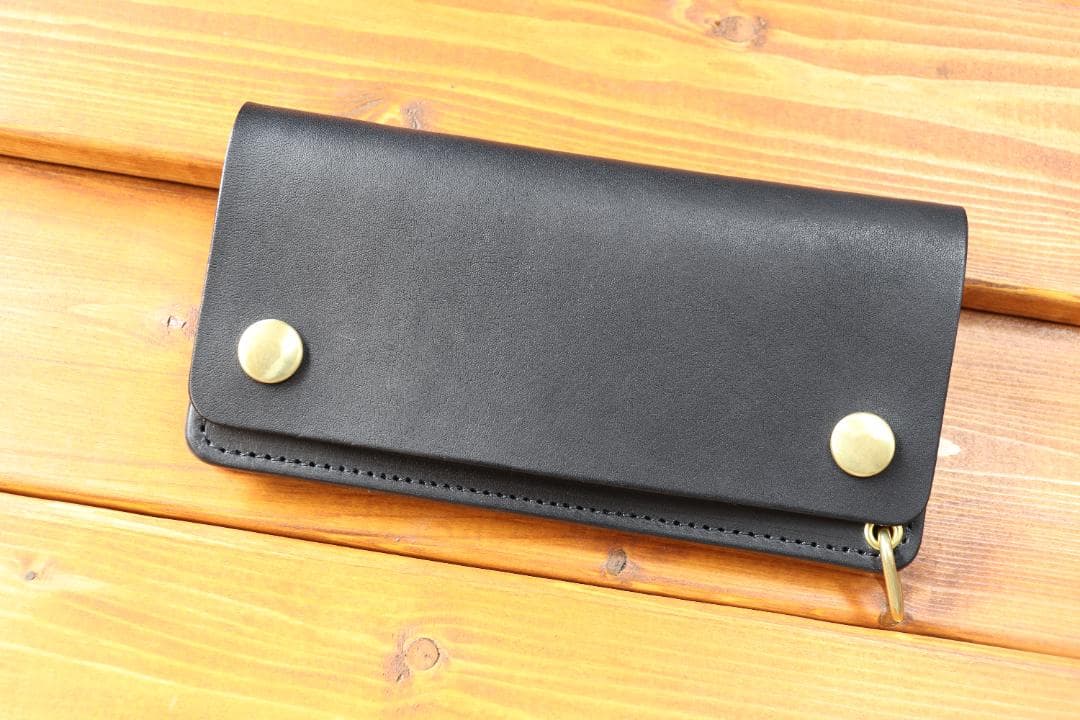 ロング　トラッカーウォレット 栃木レザー　真鍮