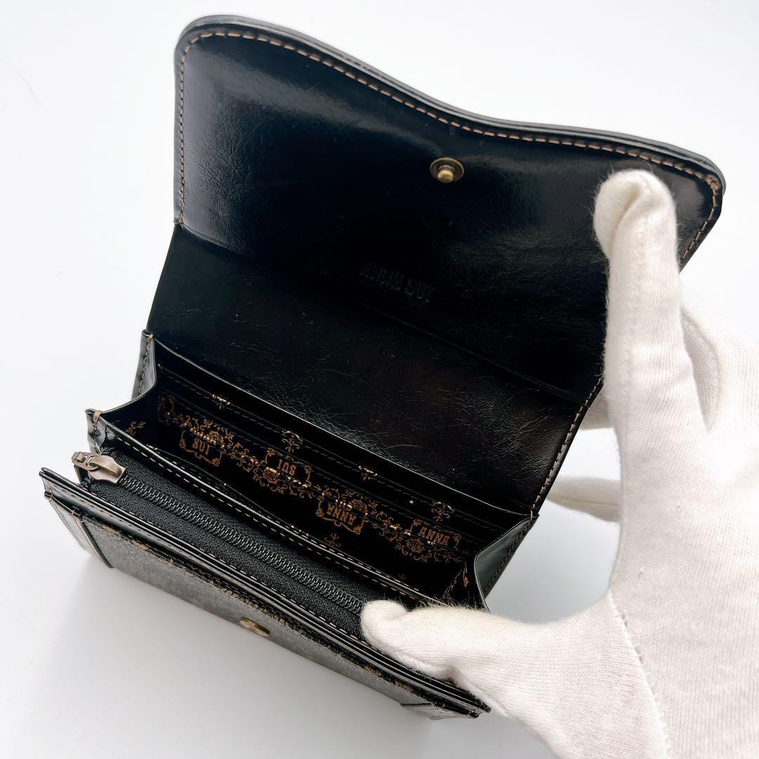 極美品✨ANNA SUI アナスイ 財布 二つ折り財布 ブラック/ゴールド