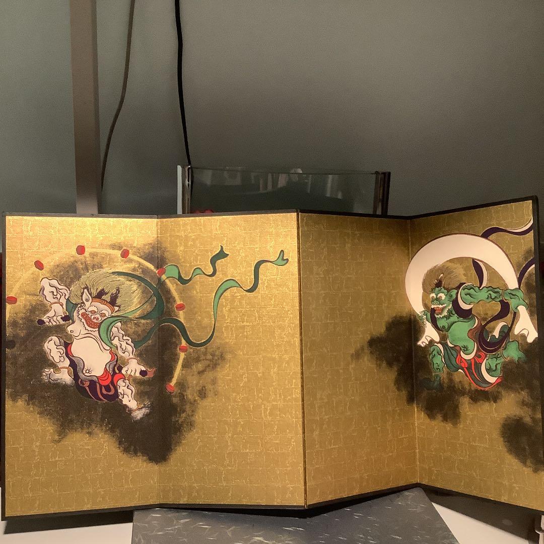 びょう風　風神雷神図　　尾形光琳