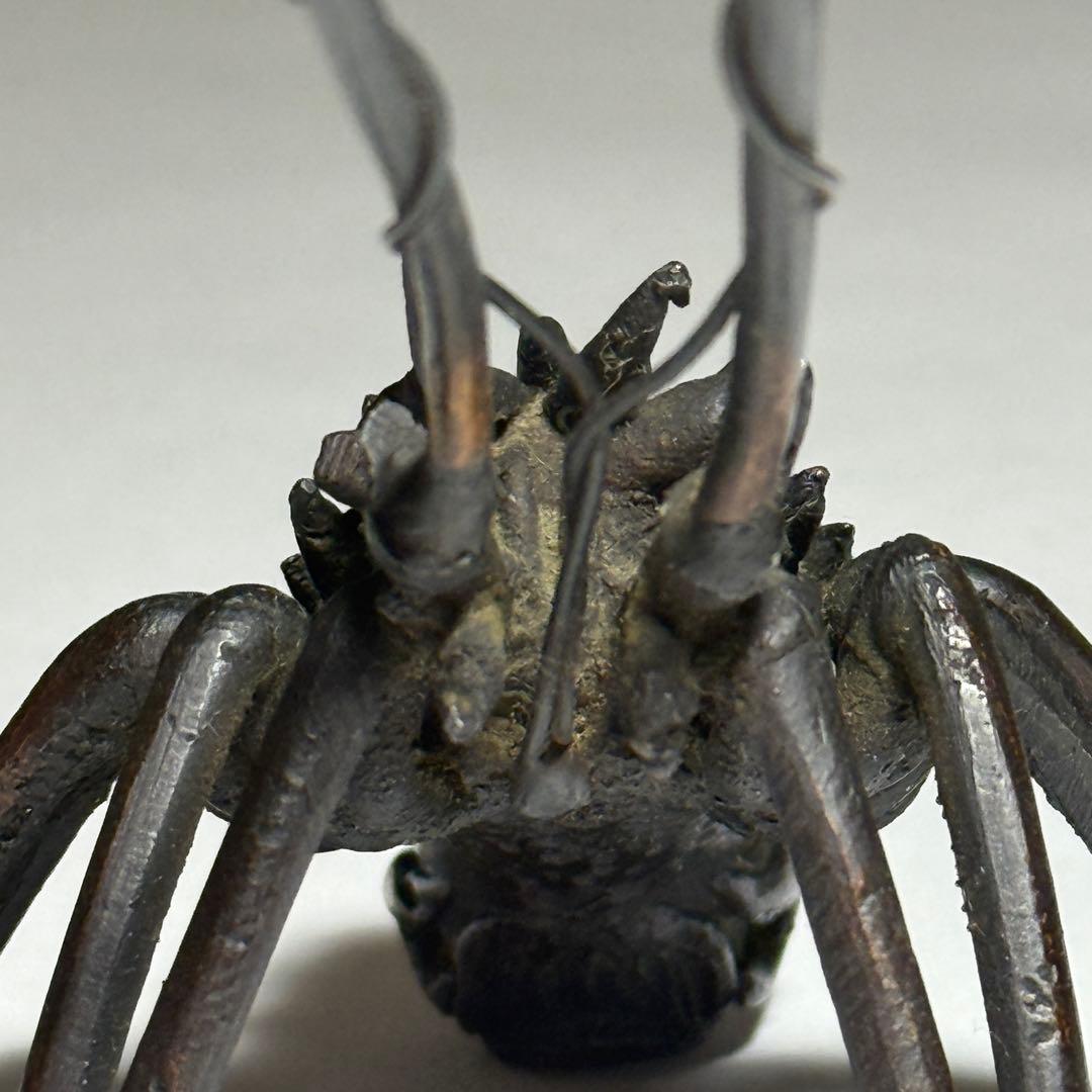 ◆古銅海老置物 山銅（やまがね） 桐箱付き 江戸時代◆