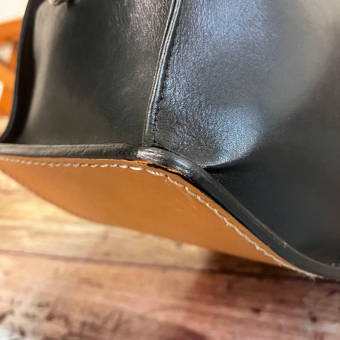 希少廃盤 マサキマツシマ ハンドバッグ カーフレザー 黒 舟形 日本製 ヌメ革