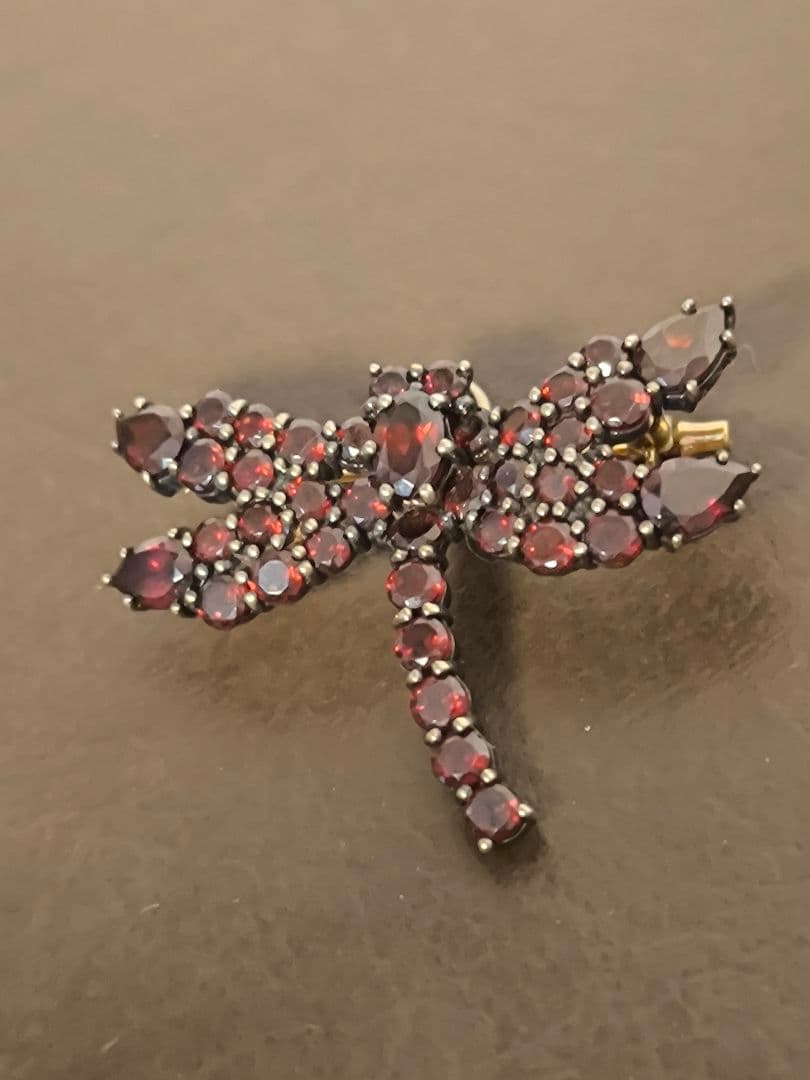 碌山 ROKUZAN ロクザン ガーネット シルバー 925トンボ ブローチ