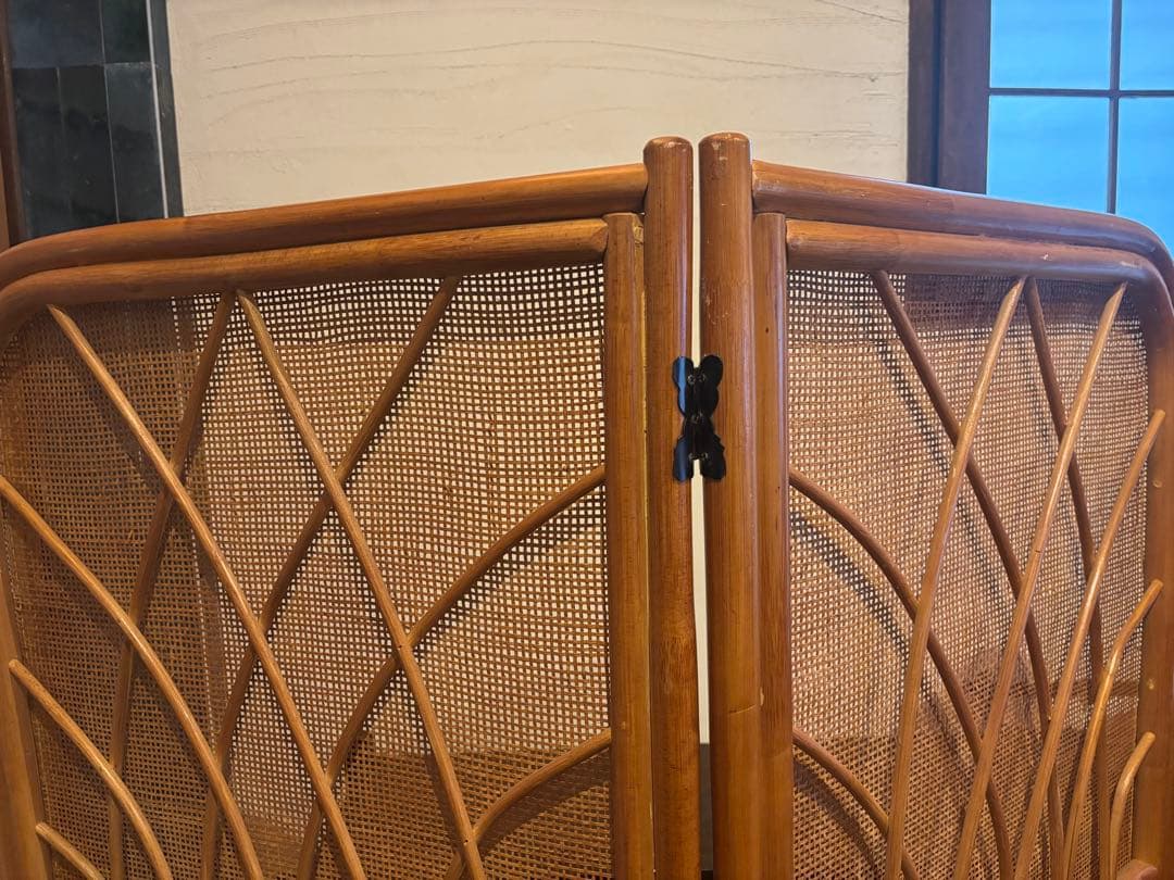 ラタン製アーチ型パーテーション 4つ折り