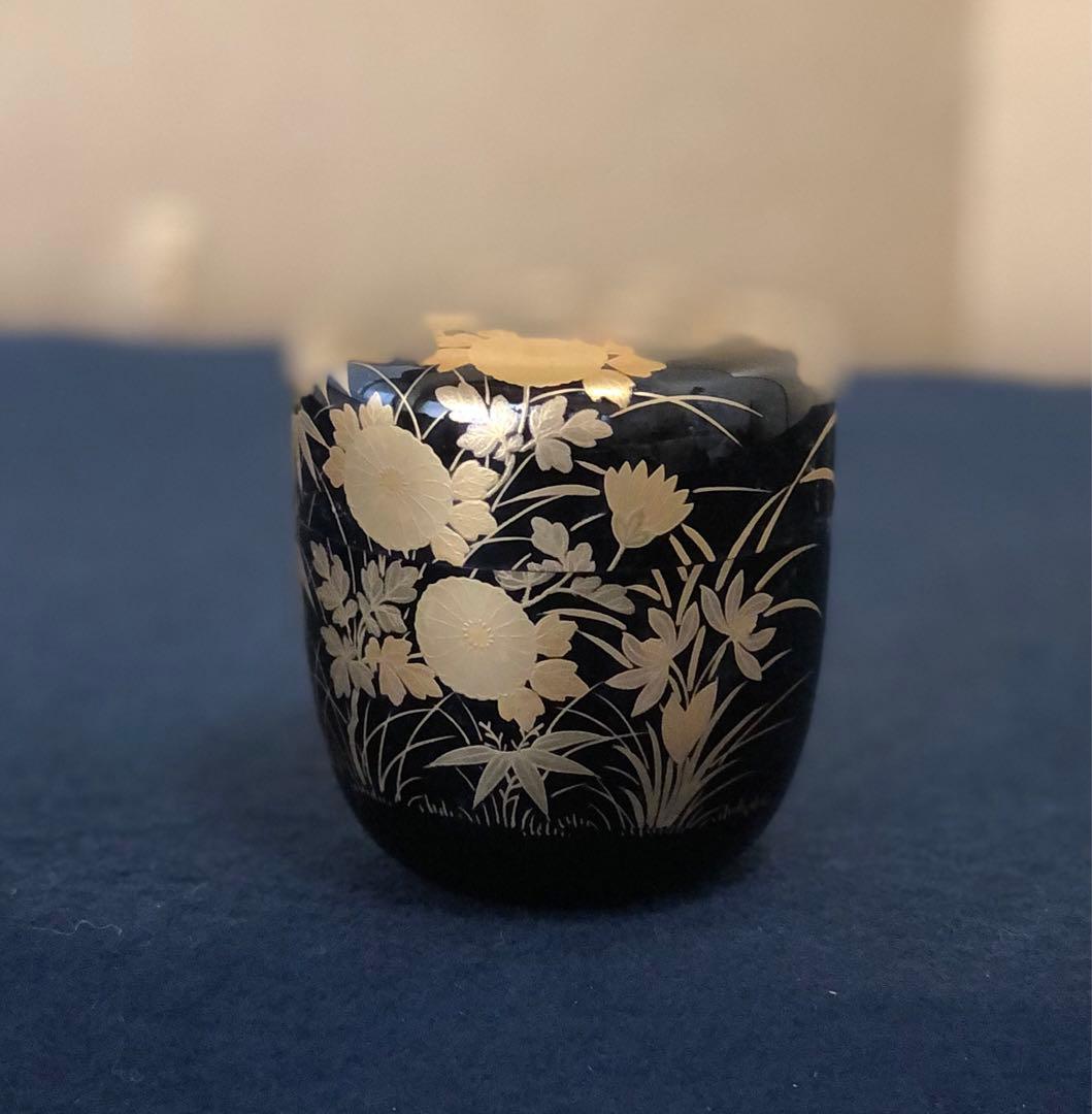 ‼️割引《R》茶道具 四君子蒔絵 螺鈿 棗 奥津一心斎作 共箱　250805F4