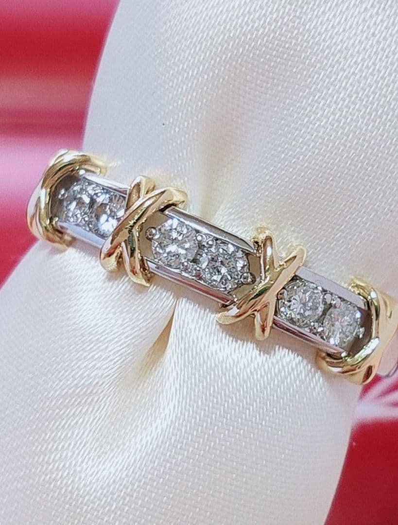 新作 未使用 k18 pt950 天然ダイヤモンド 0.20ct リング