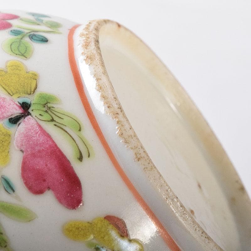 中国　粉彩　蓮花人物文　盒子　香合　蓋物　合わせ箱　V　R8271